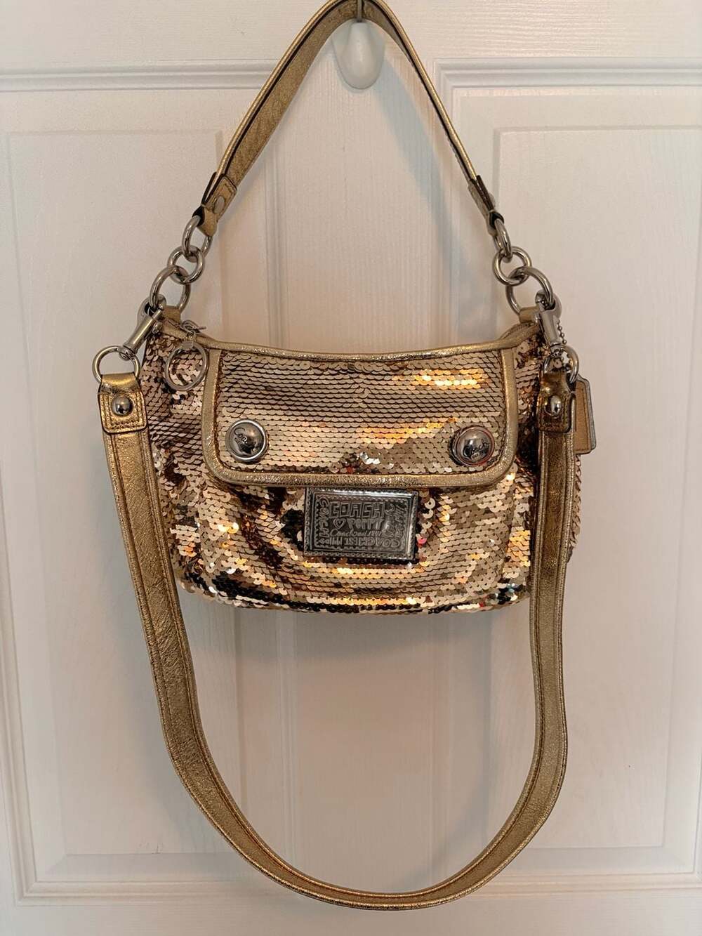 Coach Poppy Gold Sequin Groovy Crossbody Bag 15331